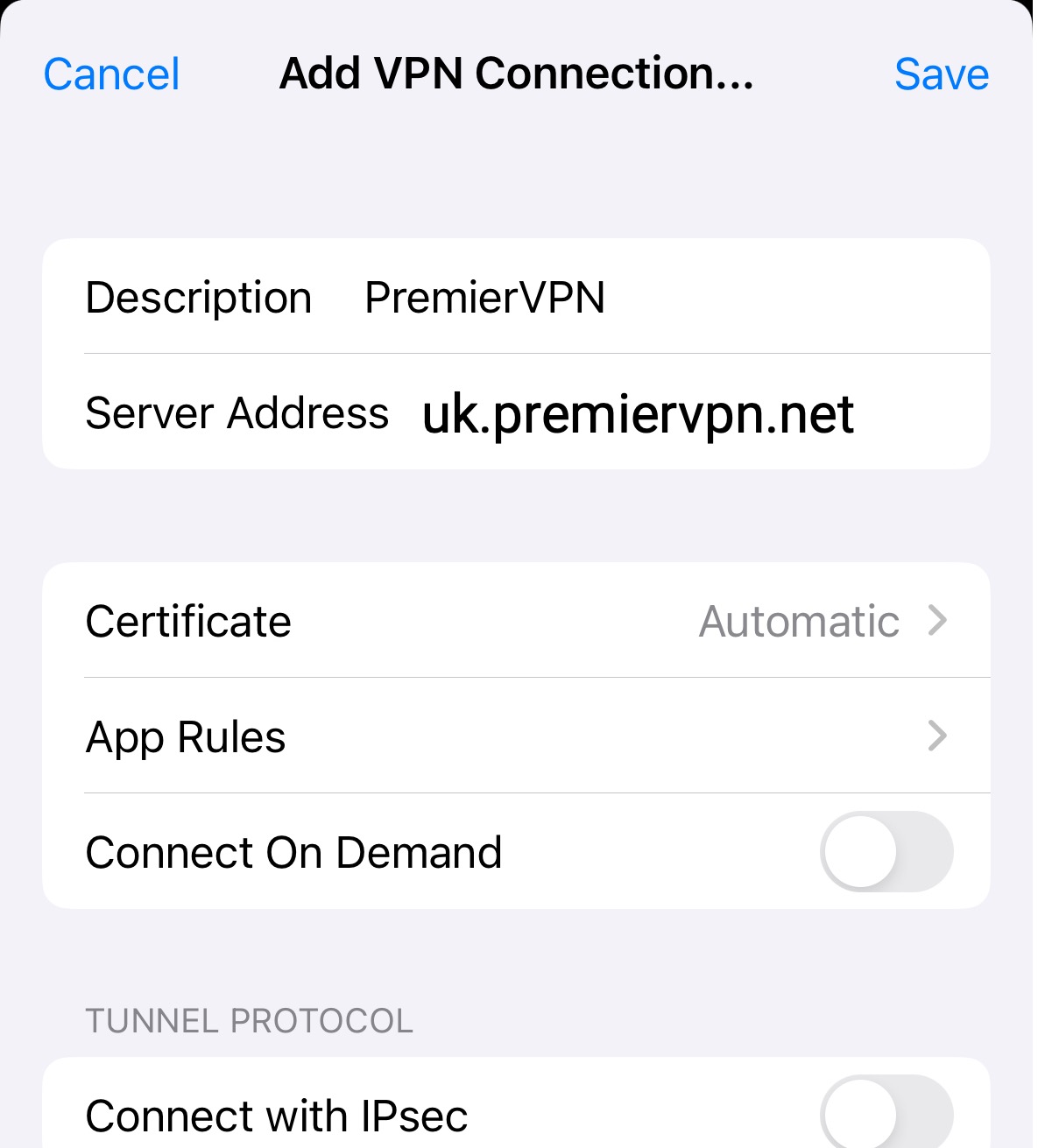 Configure VPN Settings